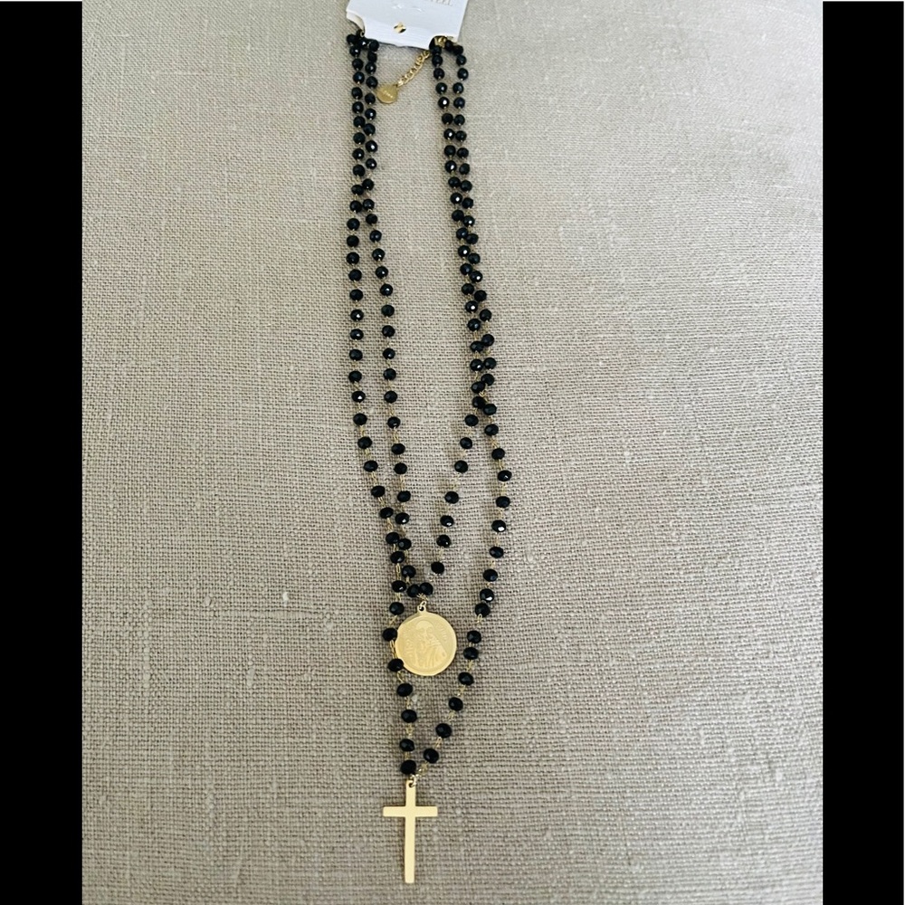 Double layer beads stainless steel necklace